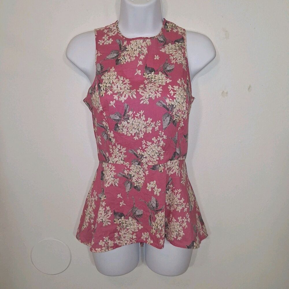 100% Cotton Floral Peplum Top Sz XS Cottage Bloomcore Summer Coqutte Soft Girl